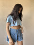 Shorts di jeans modello farfalla
